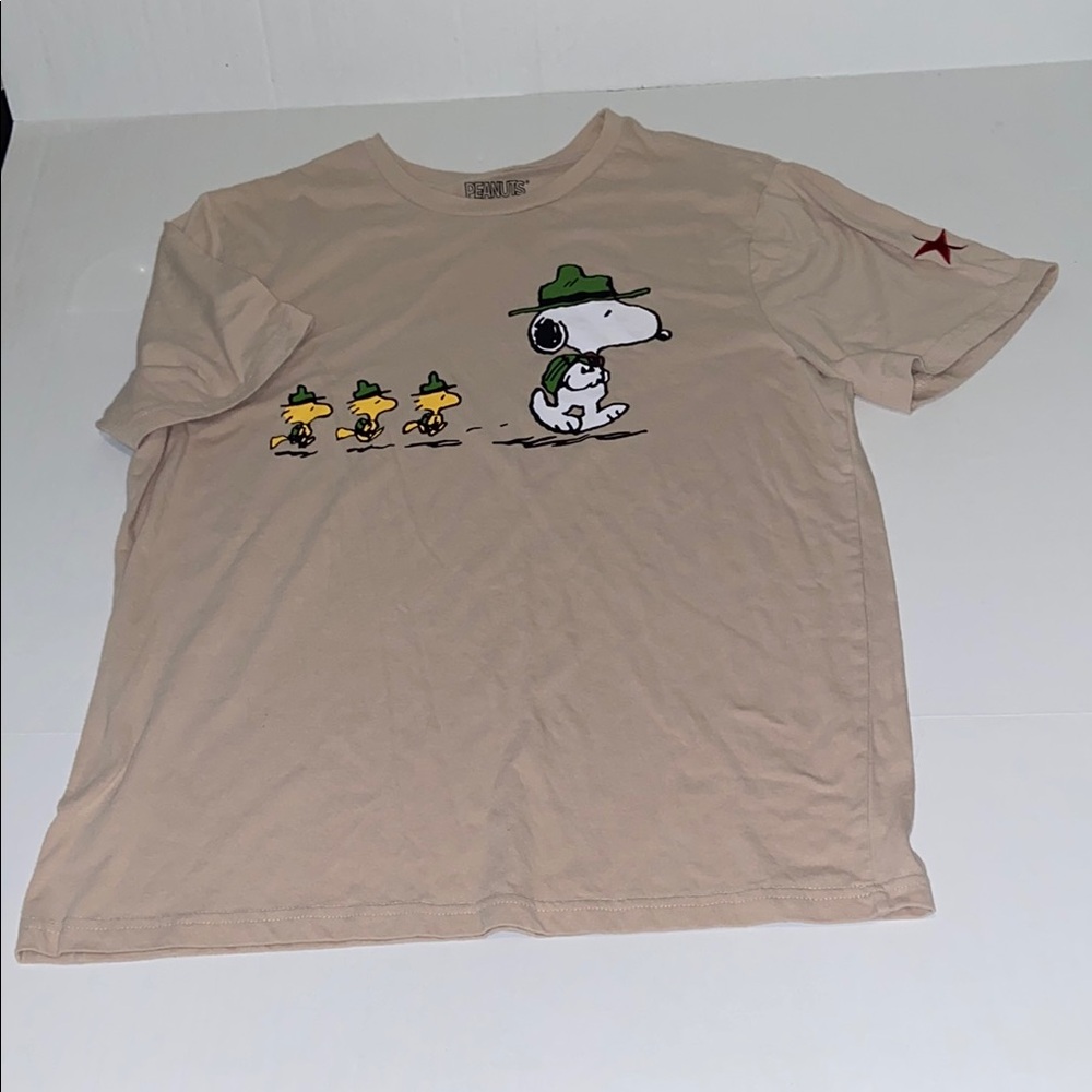 Peanuts Hybrid Apparel Tan T-Shirt Unisex XL Short Sleeve